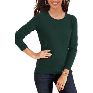 imageSuperPrity Womens Long Sleeve Crewneck Shirts Dressy Casual Knit Blouses Lightweight Pullover Sweater Jumper TopsDark Green