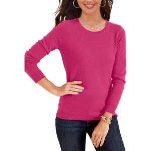 imageSuperPrity Womens Long Sleeve Crewneck Shirts Dressy Casual Knit Blouses Lightweight Pullover Sweater Jumper TopsHot Pink