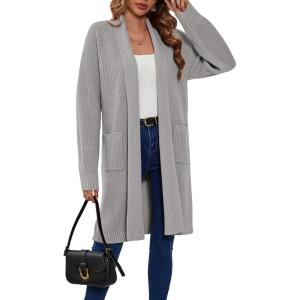 imageSuperPrity Cardigan Sweaters for Women Fashion 2024 Casual Open Front Knit Coat Long Sleeve Coatigan Jackets Fall Outwear