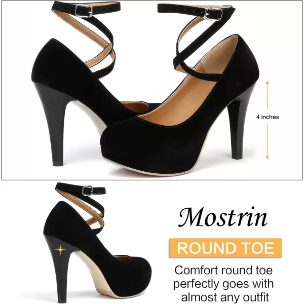 Mostrin Fashion Vintage Womens Small Bowtie Platform Pumps Ladies Sexy High Heeled ShoesBlack22202