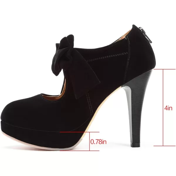 Mostrin Fashion Vintage Womens Small Bowtie Platform Pumps Ladies Sexy High Heeled ShoesBlack58