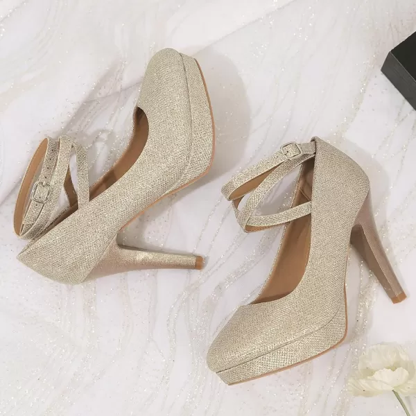 Mostrin Fashion Vintage Womens Small Bowtie Platform Pumps Ladies Sexy High Heeled ShoesGold