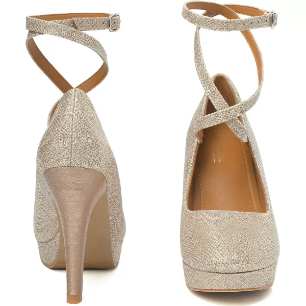 Mostrin Fashion Vintage Womens Small Bowtie Platform Pumps Ladies Sexy High Heeled ShoesGold