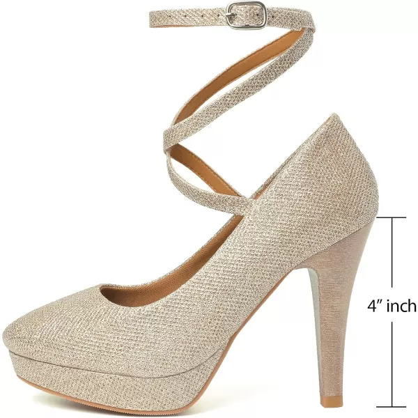 Mostrin Fashion Vintage Womens Small Bowtie Platform Pumps Ladies Sexy High Heeled ShoesGold