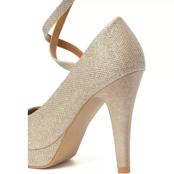 Mostrin Fashion Vintage Womens Small Bowtie Platform Pumps Ladies Sexy High Heeled ShoesGold