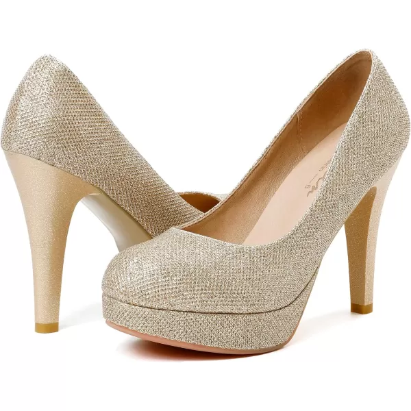 Mostrin Fashion Vintage Womens Small Bowtie Platform Pumps Ladies Sexy High Heeled ShoesGold2203