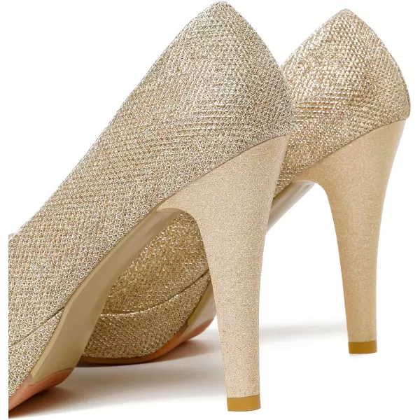 Mostrin Fashion Vintage Womens Small Bowtie Platform Pumps Ladies Sexy High Heeled ShoesGold2203