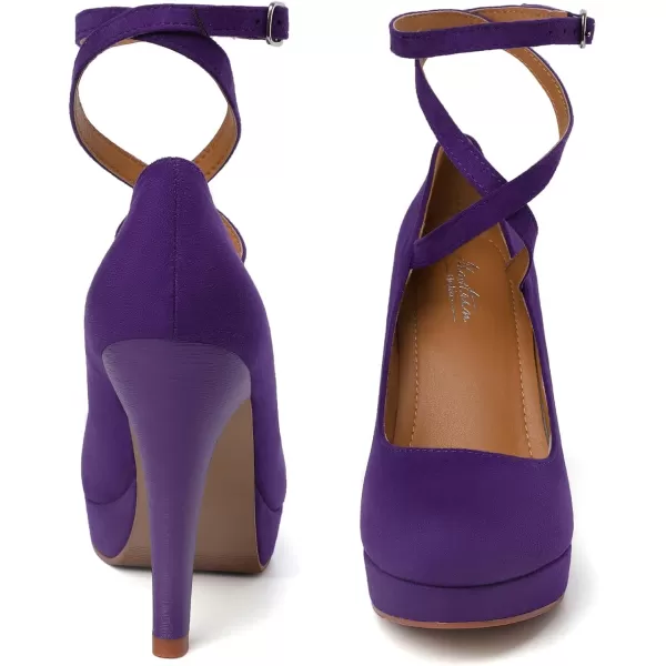Mostrin Fashion Vintage Womens Small Bowtie Platform Pumps Ladies Sexy High Heeled ShoesPurple