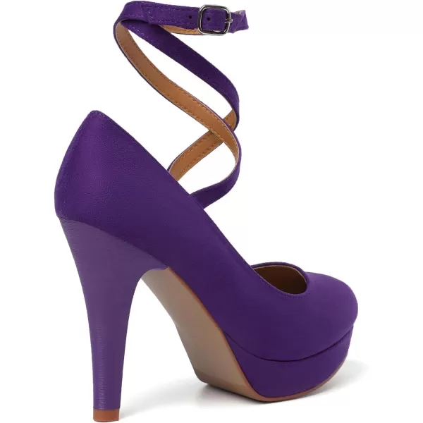 Mostrin Fashion Vintage Womens Small Bowtie Platform Pumps Ladies Sexy High Heeled ShoesPurple
