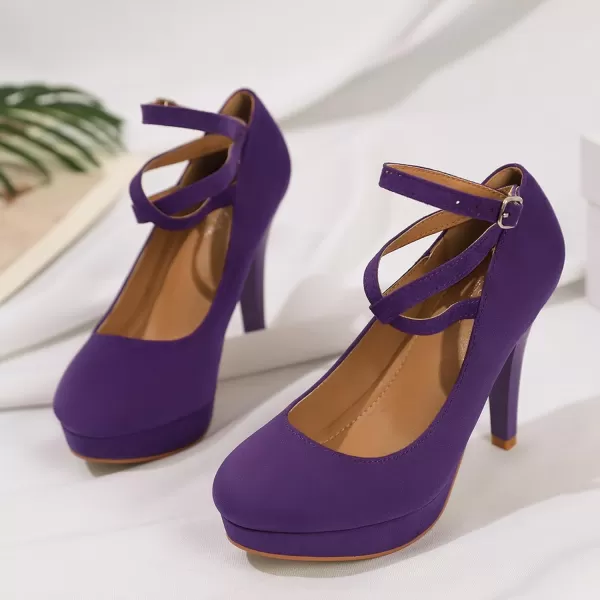 Mostrin Fashion Vintage Womens Small Bowtie Platform Pumps Ladies Sexy High Heeled ShoesPurple