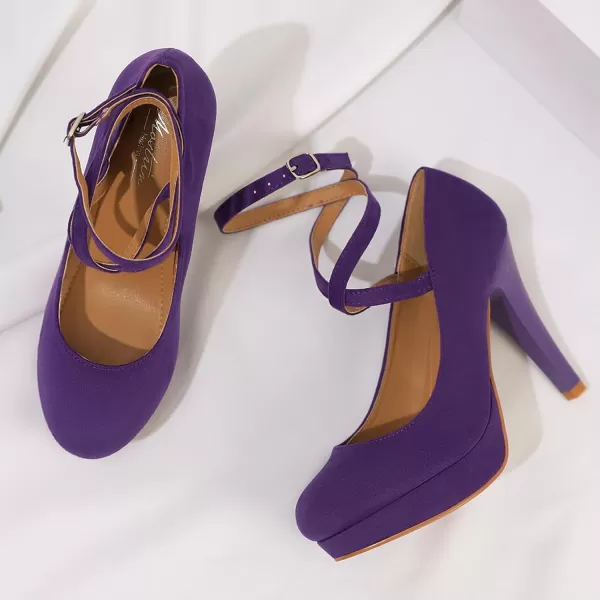 Mostrin Fashion Vintage Womens Small Bowtie Platform Pumps Ladies Sexy High Heeled ShoesPurple