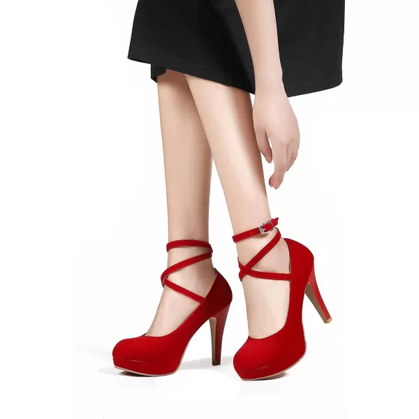Mostrin Fashion Vintage Womens Small Bowtie Platform Pumps Ladies Sexy High Heeled ShoesRed2