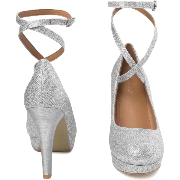 Mostrin Fashion Vintage Womens Small Bowtie Platform Pumps Ladies Sexy High Heeled ShoesSilver