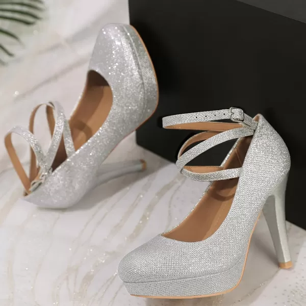 Mostrin Fashion Vintage Womens Small Bowtie Platform Pumps Ladies Sexy High Heeled ShoesSilver