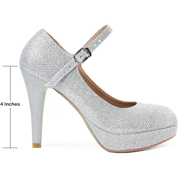 Mostrin Fashion Vintage Womens Small Bowtie Platform Pumps Ladies Sexy High Heeled ShoesSilver2201