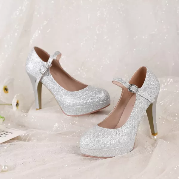 Mostrin Fashion Vintage Womens Small Bowtie Platform Pumps Ladies Sexy High Heeled ShoesSilver2201