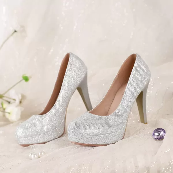 Mostrin Fashion Vintage Womens Small Bowtie Platform Pumps Ladies Sexy High Heeled ShoesSilver2203