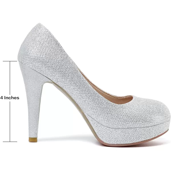 Mostrin Fashion Vintage Womens Small Bowtie Platform Pumps Ladies Sexy High Heeled ShoesSilver2203