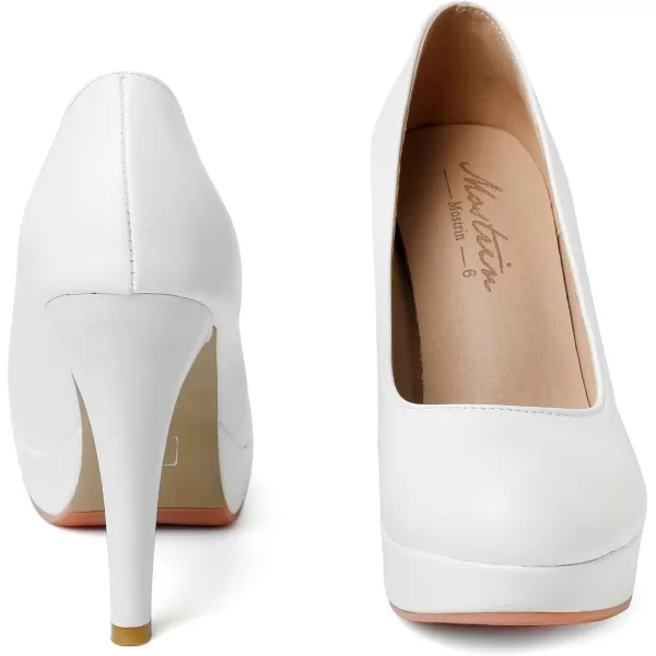 Mostrin Fashion Vintage Womens Small Bowtie Platform Pumps Ladies Sexy High Heeled ShoesWhite2203
