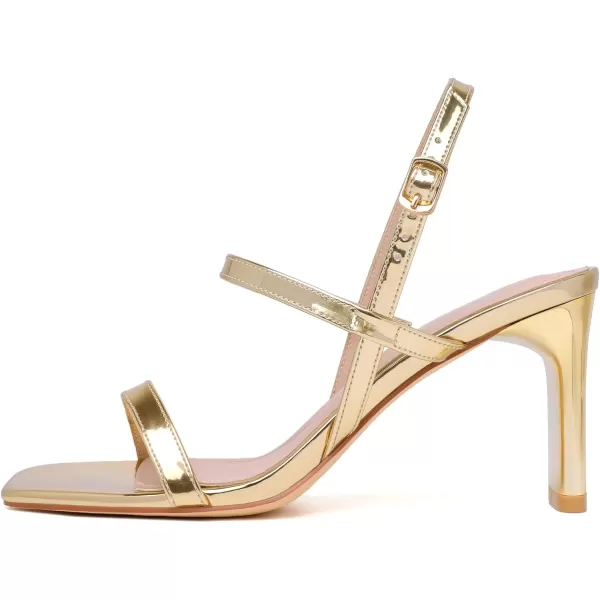Mostrin Heels for Women Strappy Sandals Square Open Toe High Heel Sandals Ankle Strap Stiletto Heels for Party WeddingGold02