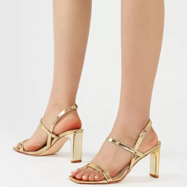 Mostrin Heels for Women Strappy Sandals Square Open Toe High Heel Sandals Ankle Strap Stiletto Heels for Party WeddingGold02
