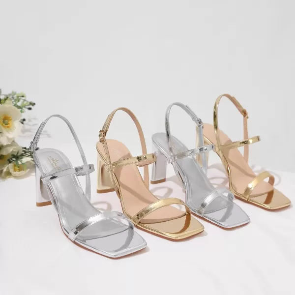 Mostrin Heels for Women Strappy Sandals Square Open Toe High Heel Sandals Ankle Strap Stiletto Heels for Party WeddingSilver02