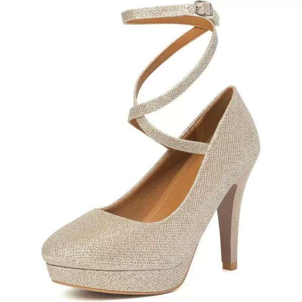 Mostrin Fashion Vintage Womens Small Bowtie Platform Pumps Ladies Sexy High Heeled ShoesGold
