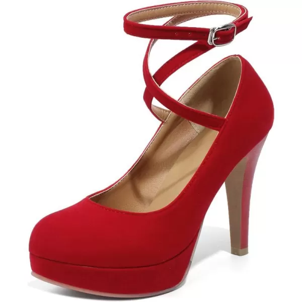 Mostrin Fashion Vintage Womens Small Bowtie Platform Pumps Ladies Sexy High Heeled ShoesRed2