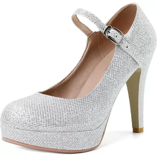Mostrin Fashion Vintage Womens Small Bowtie Platform Pumps Ladies Sexy High Heeled ShoesSilver2201