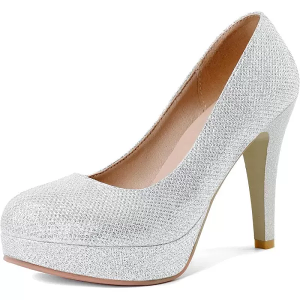 Mostrin Fashion Vintage Womens Small Bowtie Platform Pumps Ladies Sexy High Heeled ShoesSilver2203