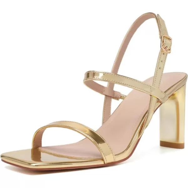 Mostrin Heels for Women Strappy Sandals Square Open Toe High Heel Sandals Ankle Strap Stiletto Heels for Party WeddingGold02