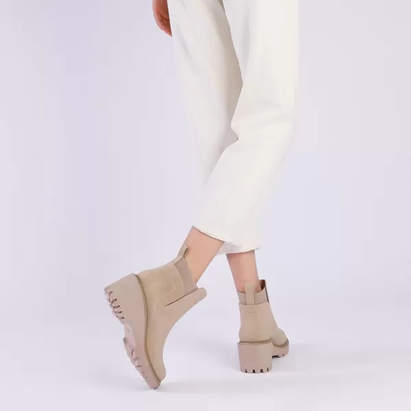 Mostrin Chelsea Boots for Women Platform Ankle Boots Chunky Lug Sole Boots Slip on Elastic Fall Boots Wedges Block BootiesBeige