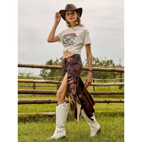 Mostrin Cowgirl Boots for Women Embroidered Cowboy Boots Pointed Toe Knee High Boots Chunky Block Heel Pull On Tall Western Boot for LadiesWhite002