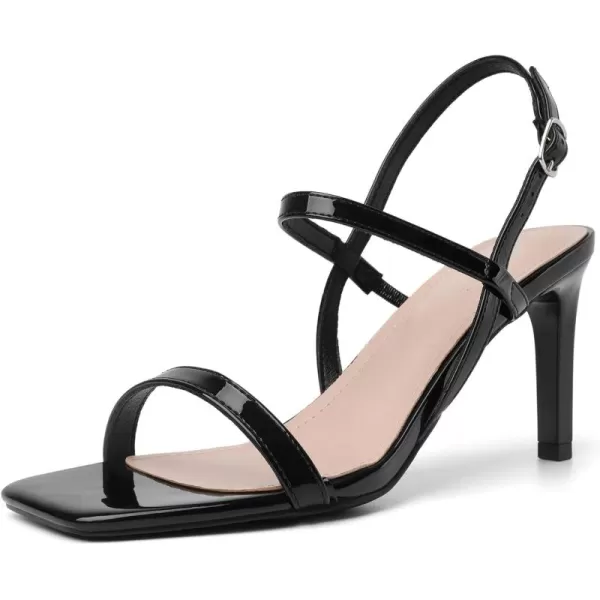 Mostrin Heels for Women Strappy Sandals Square Open Toe High Heel Sandals Ankle Strap Stiletto Heels for Party WeddingBlack
