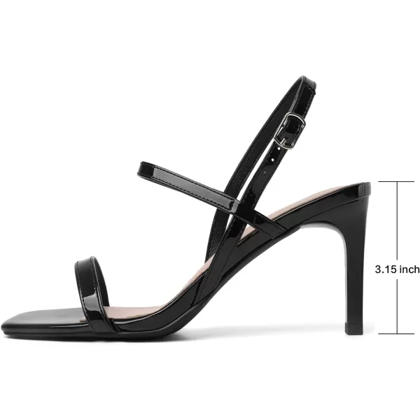 Mostrin Heels for Women Strappy Sandals Square Open Toe High Heel Sandals Ankle Strap Stiletto Heels for Party WeddingBlack