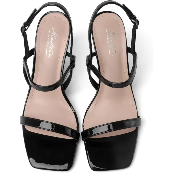 Mostrin Heels for Women Strappy Sandals Square Open Toe High Heel Sandals Ankle Strap Stiletto Heels for Party WeddingBlack