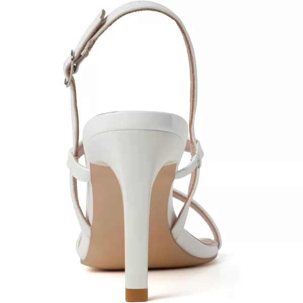 Mostrin Heels for Women Strappy Sandals Square Open Toe High Heel Sandals Ankle Strap Stiletto Heels for Party WeddingWhite