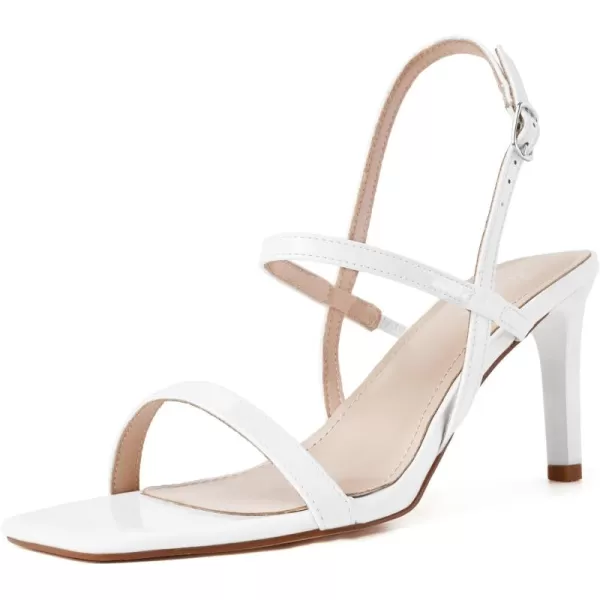 Mostrin Heels for Women Strappy Sandals Square Open Toe High Heel Sandals Ankle Strap Stiletto Heels for Party WeddingWhite