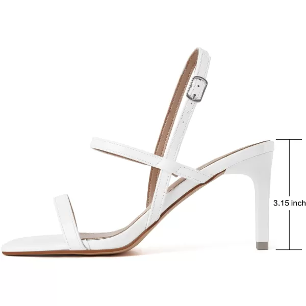 Mostrin Heels for Women Strappy Sandals Square Open Toe High Heel Sandals Ankle Strap Stiletto Heels for Party WeddingWhite