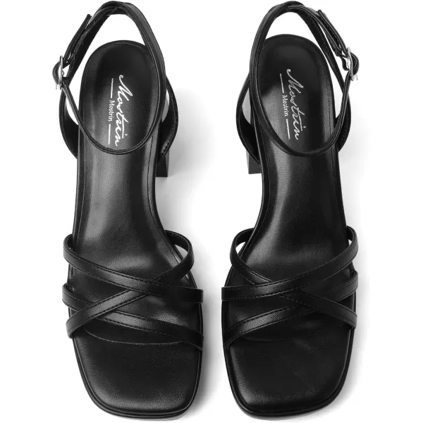 Mostrin Platform Heels for Women Strappy Lace Up Heels Sexy Chunky Block Heeled Sandals Ankle Strap Square Open Toe Heels for Wedding Prom Party Y2K Dress ShoesBlack