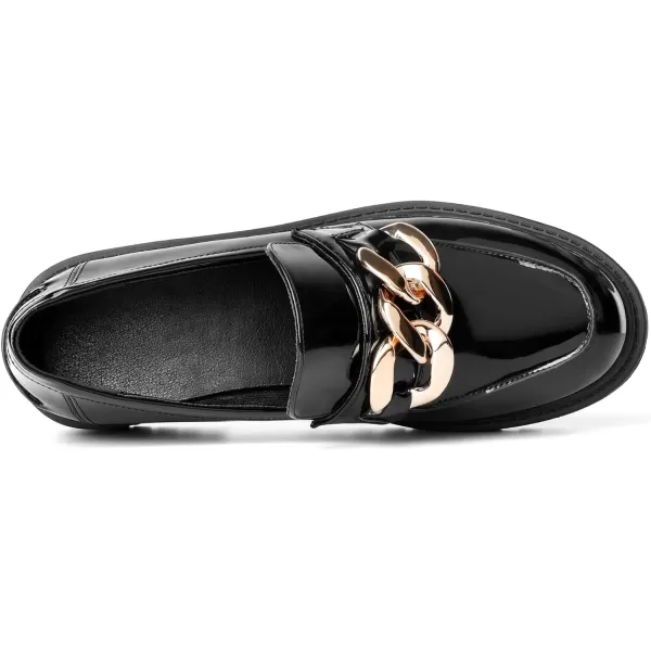Mostrin Platform Loafers for Women with Chain Slip On Round Toe Chunky Loafer Shoes Penny Casual Lug Sole Business ShoesBlack01