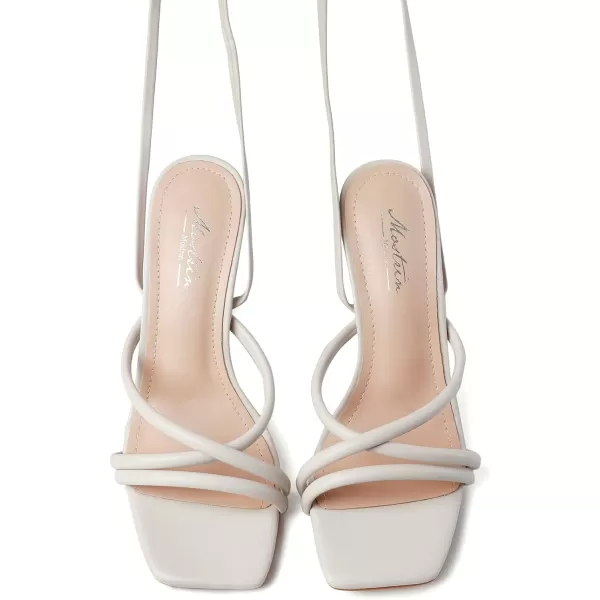 Mostrin White Strappy Heels for Women Lace Up Heels Tie Up Stiletto High Heeled Sandals Square Open Toe Heels for Prom PartyCream
