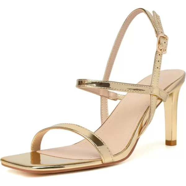 Mostrin Heels for Women Strappy Sandals Square Open Toe High Heel Sandals Ankle Strap Stiletto Heels for Party WeddingGold