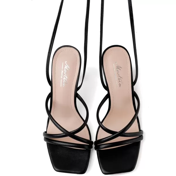 Mostrin Womens Sandals Strappy Heels for Women Lace Up Heels Square Open Toe Heels Tie Up High Heeled Sandals for Prom Party Daily WearBlack2