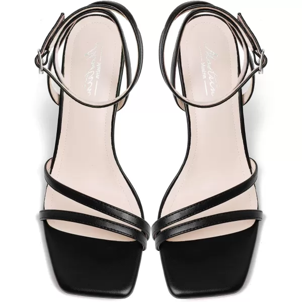 Mostrin Womens Sandals Strappy Heels for Women Square Open Toe Heels Tie Up High Heeled Sandals Lace Up Heels for Prom Party Daily WearBlack04