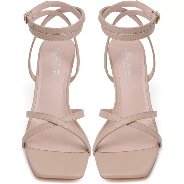 Mostrin Womens Sandals Strappy Heels for Women Square Open Toe Heels Tie Up High Heeled Sandals Lace Up Heels for Prom Party Daily WearNude03
