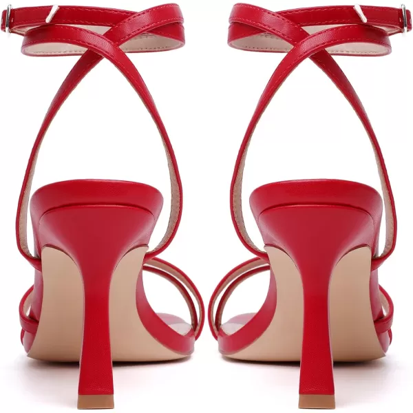 Mostrin Womens Sandals Strappy Heels for Women Square Open Toe Heels Tie Up High Heeled Sandals Lace Up Heels for Prom Party Daily WearRed04