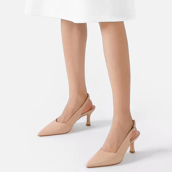 Mostsrin Kitten Heels Slingback Heels for Women Pointed Closed Toe Heels Womens Pumps Wedding Party Dress Pumps ShoesNude