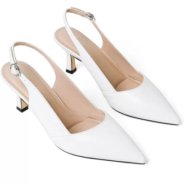 Mostsrin Kitten Heels Slingback Heels for Women Pointed Closed Toe Heels Womens Pumps Wedding Party Dress Pumps ShoesWhite