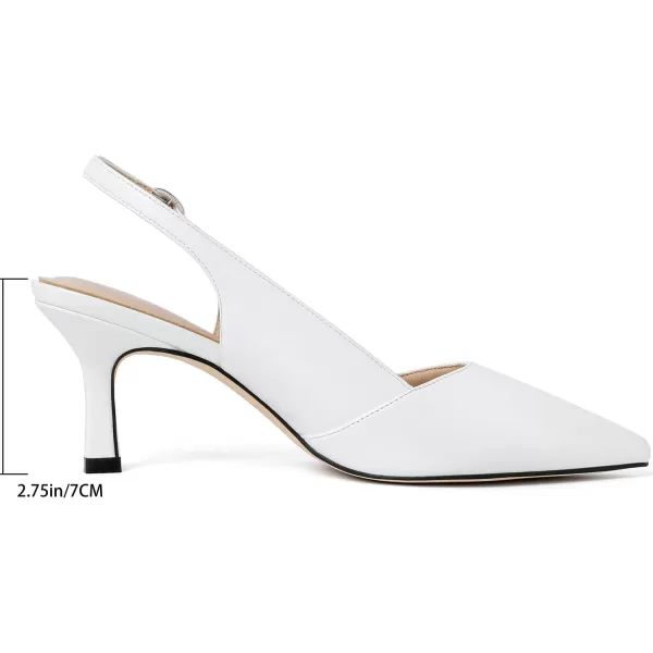 Mostsrin Kitten Heels Slingback Heels for Women Pointed Closed Toe Heels Womens Pumps Wedding Party Dress Pumps ShoesWhite